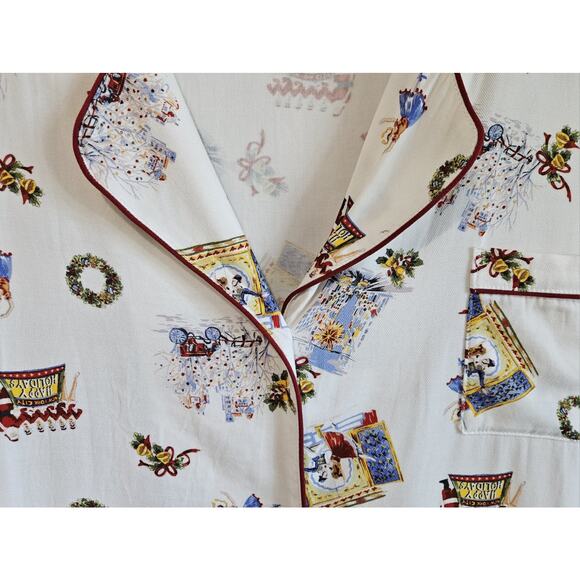BARE NECESSITIES Women's XXL 2X Sleep Shirt Button Up Christmas Scenes Bust 48" - Picture 4 of 8